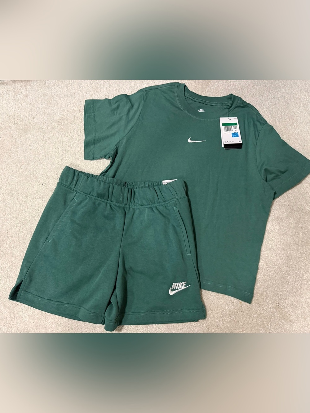 Nike Kids Green Short Sleeve Tee and Shorts Set